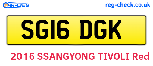 SG16DGK are the vehicle registration plates.