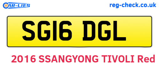 SG16DGL are the vehicle registration plates.
