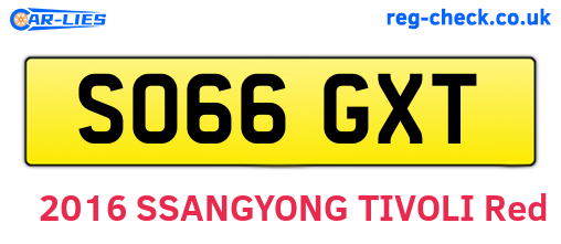 SO66GXT are the vehicle registration plates.