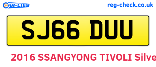SJ66DUU are the vehicle registration plates.