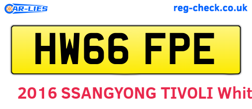 HW66FPE are the vehicle registration plates.