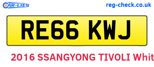 RE66KWJ are the vehicle registration plates.