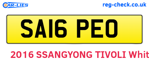 SA16PEO are the vehicle registration plates.