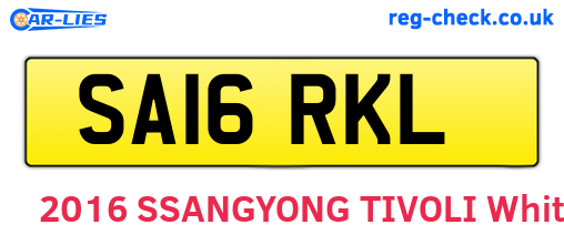 SA16RKL are the vehicle registration plates.