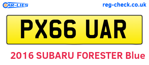 PX66UAR are the vehicle registration plates.