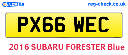 PX66WEC are the vehicle registration plates.