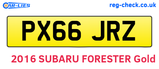 PX66JRZ are the vehicle registration plates.
