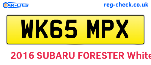 WK65MPX are the vehicle registration plates.