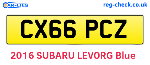 CX66PCZ are the vehicle registration plates.
