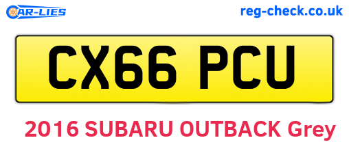 CX66PCU are the vehicle registration plates.