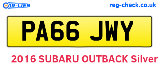 PA66JWY are the vehicle registration plates.