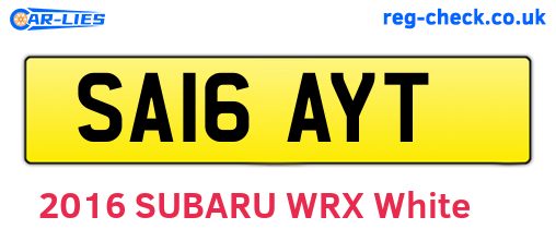 SA16AYT are the vehicle registration plates.