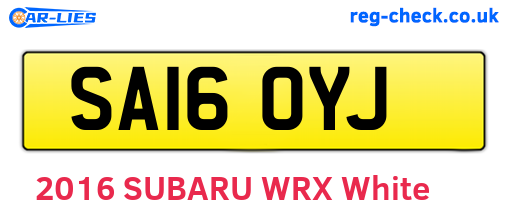 SA16OYJ are the vehicle registration plates.