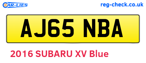 AJ65NBA are the vehicle registration plates.