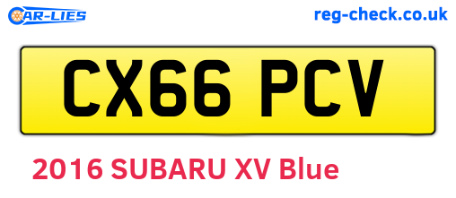 CX66PCV are the vehicle registration plates.