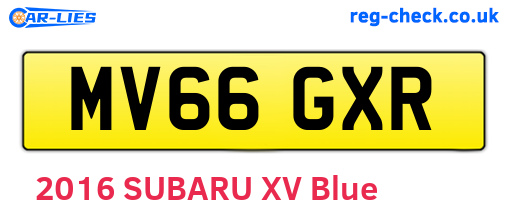 MV66GXR are the vehicle registration plates.