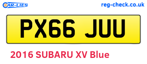 PX66JUU are the vehicle registration plates.