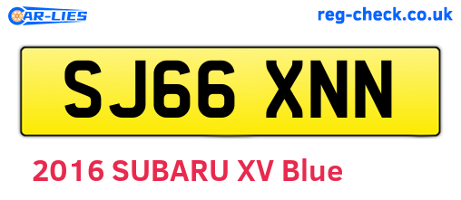 SJ66XNN are the vehicle registration plates.