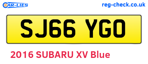 SJ66YGO are the vehicle registration plates.