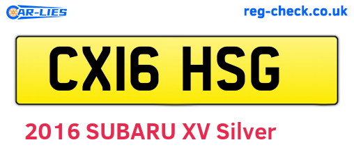 CX16HSG are the vehicle registration plates.