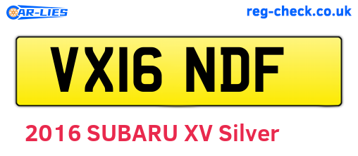 VX16NDF are the vehicle registration plates.