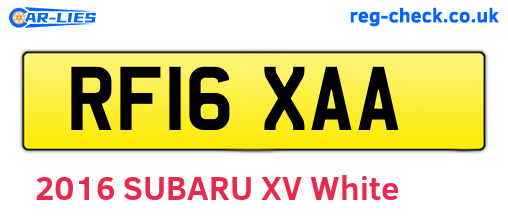 RF16XAA are the vehicle registration plates.