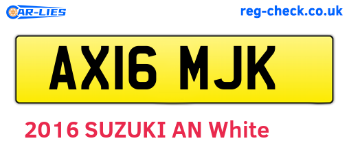 AX16MJK are the vehicle registration plates.