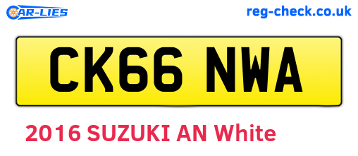 CK66NWA are the vehicle registration plates.