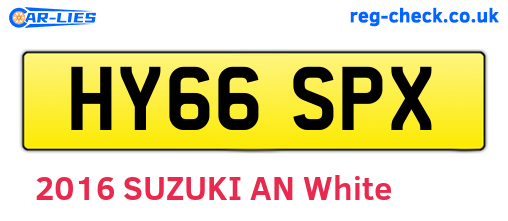HY66SPX are the vehicle registration plates.
