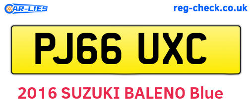 PJ66UXC are the vehicle registration plates.