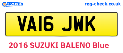 VA16JWK are the vehicle registration plates.
