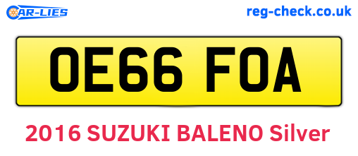 OE66FOA are the vehicle registration plates.
