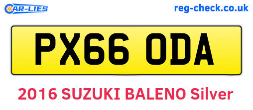PX66ODA are the vehicle registration plates.