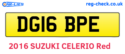 DG16BPE are the vehicle registration plates.