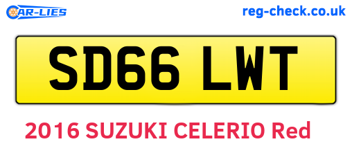 SD66LWT are the vehicle registration plates.