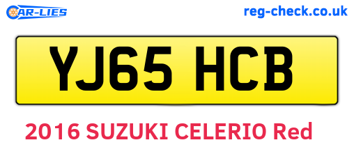 YJ65HCB are the vehicle registration plates.