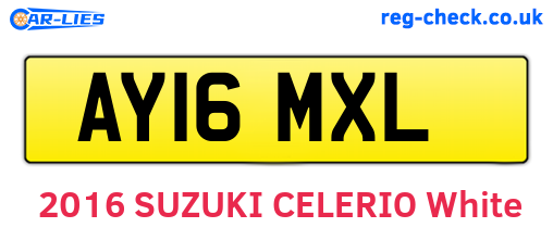 AY16MXL are the vehicle registration plates.