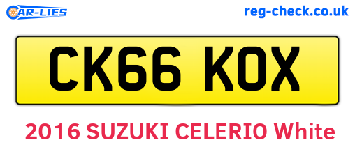 CK66KOX are the vehicle registration plates.