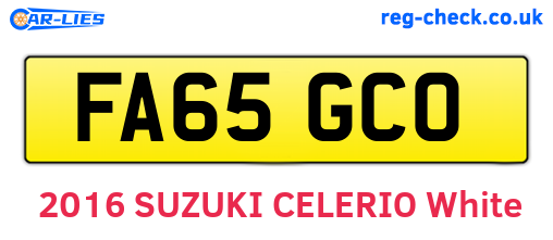 FA65GCO are the vehicle registration plates.