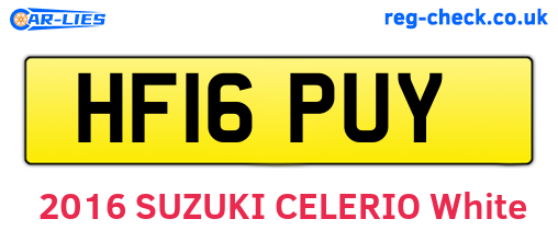 HF16PUY are the vehicle registration plates.