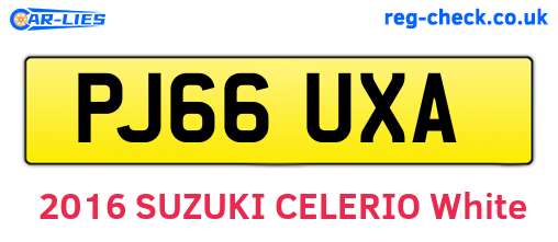 PJ66UXA are the vehicle registration plates.