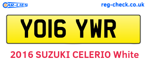 YO16YWR are the vehicle registration plates.