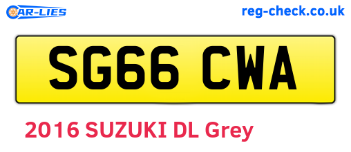 SG66CWA are the vehicle registration plates.