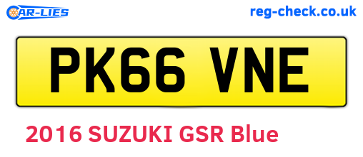 PK66VNE are the vehicle registration plates.
