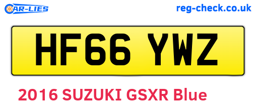 HF66YWZ are the vehicle registration plates.