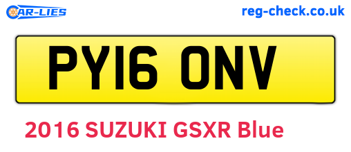 PY16ONV are the vehicle registration plates.