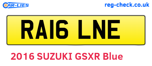 RA16LNE are the vehicle registration plates.