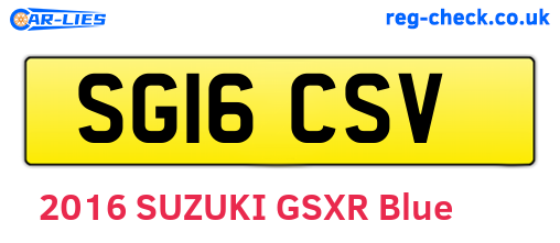 SG16CSV are the vehicle registration plates.