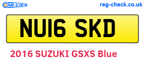 NU16SKD are the vehicle registration plates.