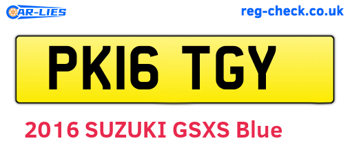 PK16TGY are the vehicle registration plates.